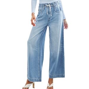 KanCan Blue Wide Leg High-Waisted Pants